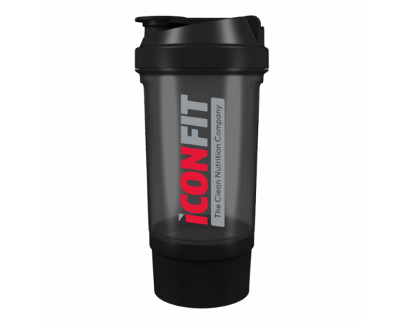 ICONFIT Shaker 500ml Two Compartments (Black)